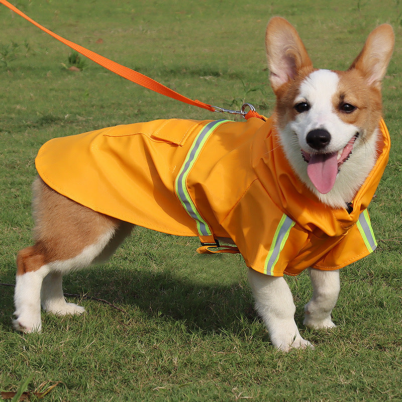 KFX-6905917 Waterproof Reflective Pet Raincoat with Adjustable Fit and Back Pocket