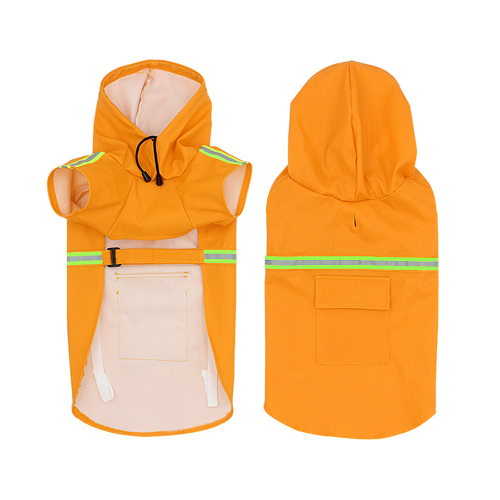 KFX-6905917 Waterproof Reflective Pet Raincoat with Adjustable Fit and Back Pocket