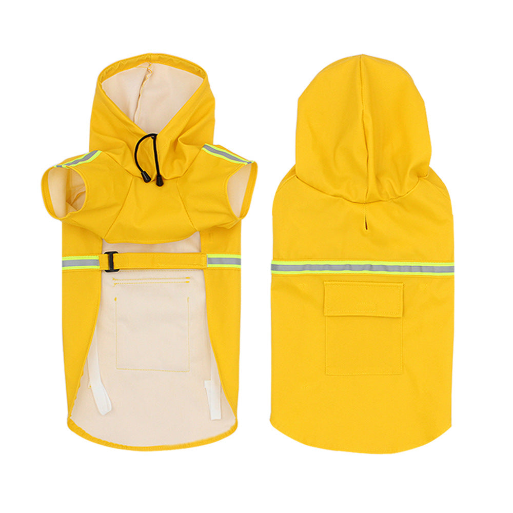KFX-6905917 Waterproof Reflective Pet Raincoat with Adjustable Fit and Back Pocket