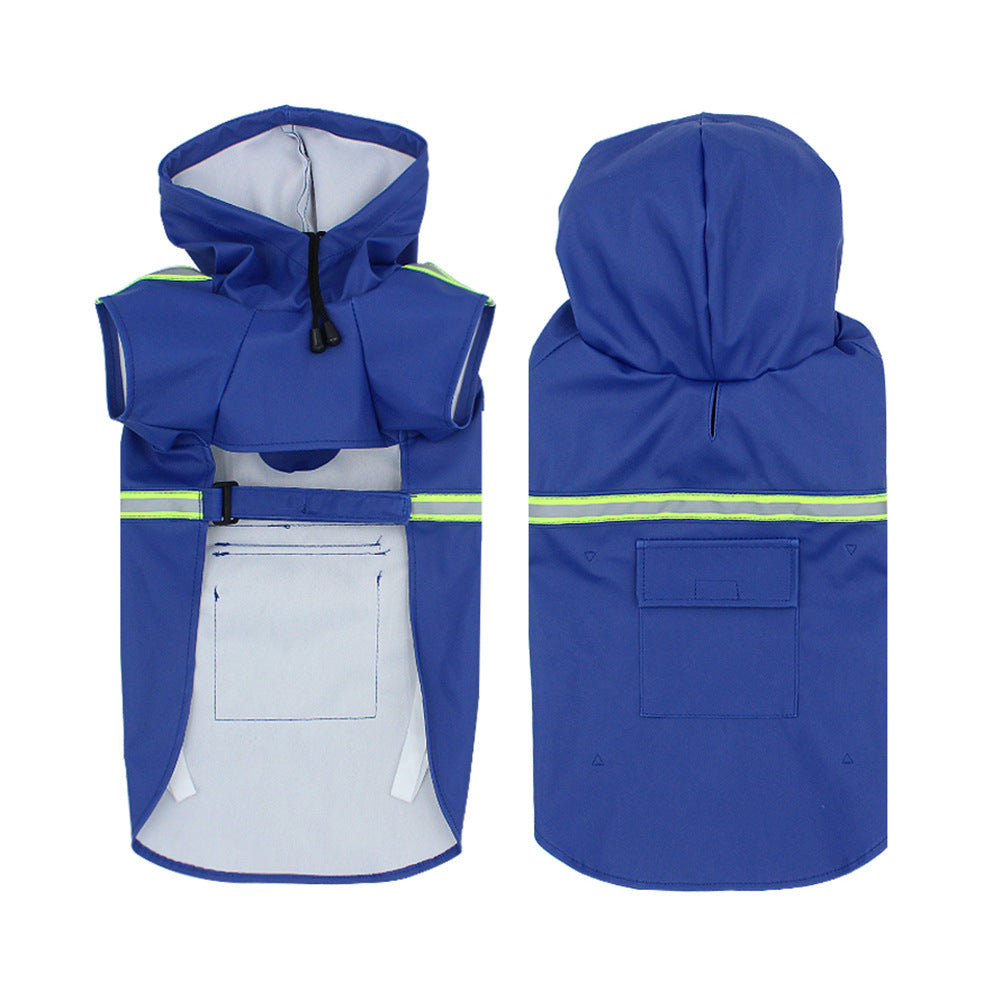 KFX-6905917 Waterproof Reflective Pet Raincoat with Adjustable Fit and Back Pocket