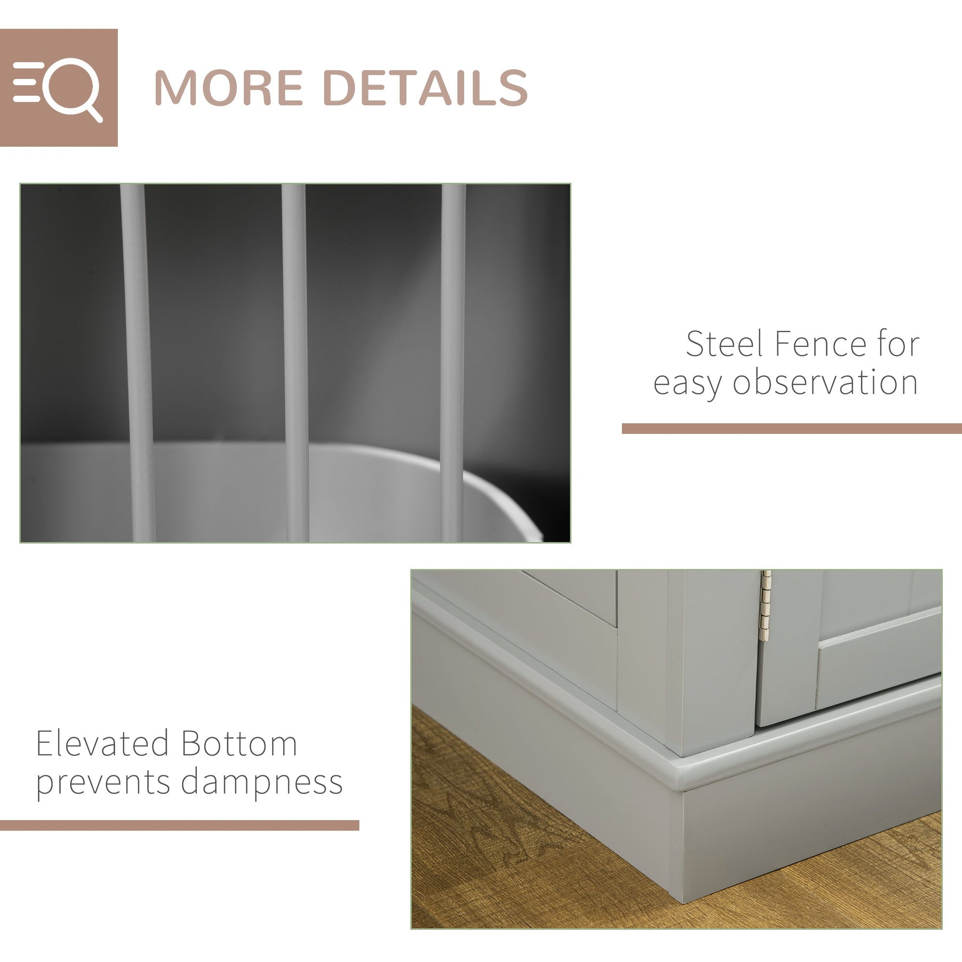 KFX-6907197 Dog Crate Table with French Doors and Magnetic Closure for Small Pets - Dark Gray