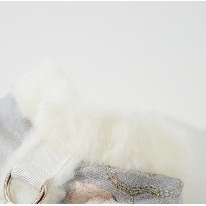KFX-6908093 Elegant Chinese-Style Fleece Vest for Small to Medium Pets - Warm Floral Design for Autumn & Winter Celebrations
