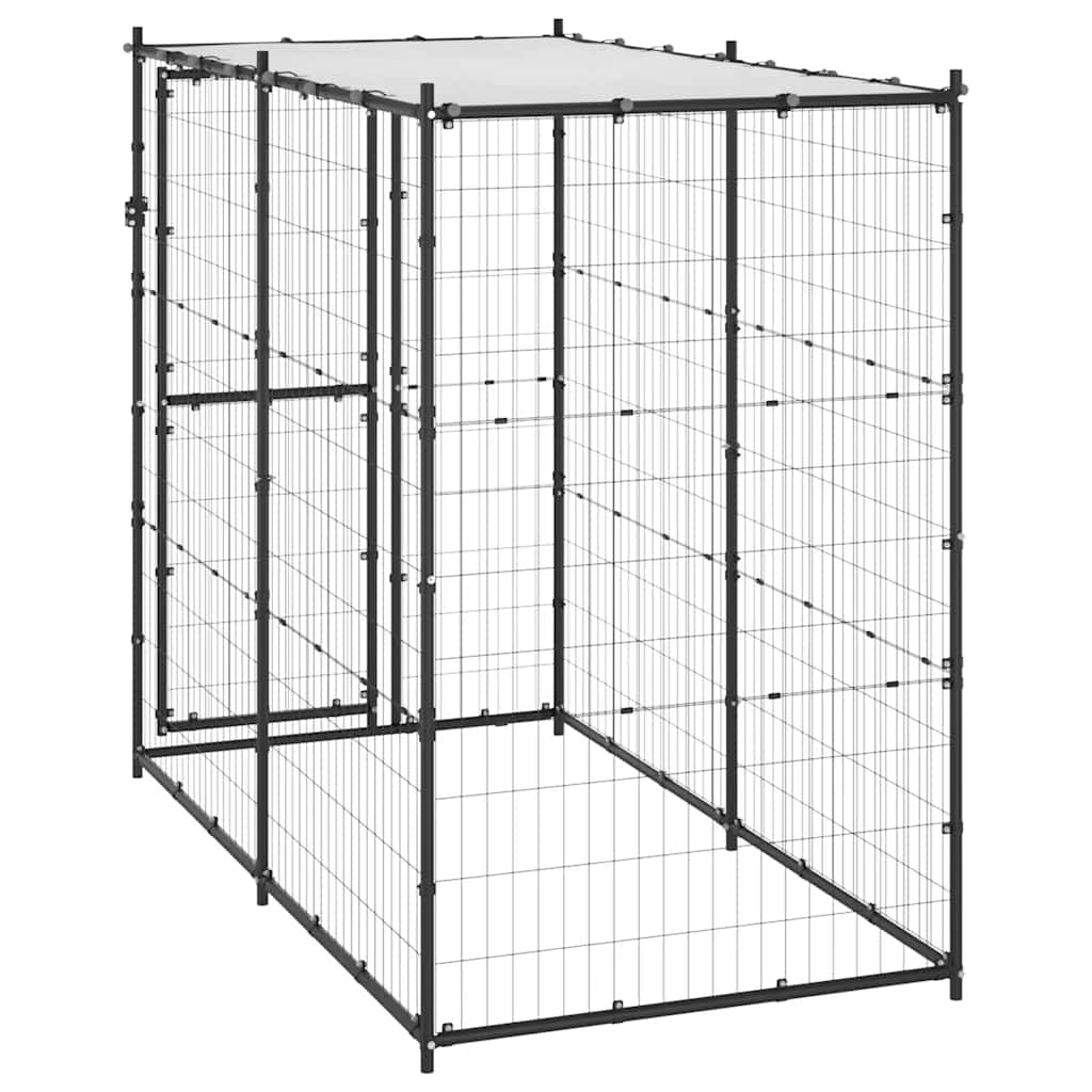 KFX-6908605 Outdoor Dog Kennel with Roof - Versatile Play Space with Secure Mesh and Water-Repellent Cover, 110x220x180 cm