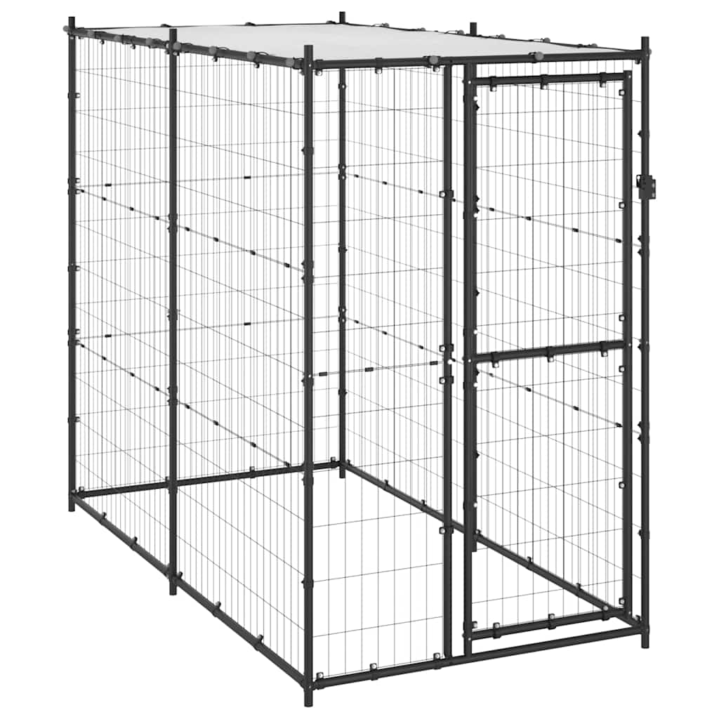 KFX-6908605 Outdoor Dog Kennel with Roof - Versatile Play Space with Secure Mesh and Water-Repellent Cover, 110x220x180 cm