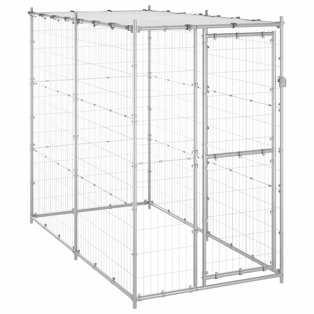 KFX-6908605 Outdoor Dog Kennel with Roof - Versatile Play Space with Secure Mesh and Water-Repellent Cover, 110x220x180 cm