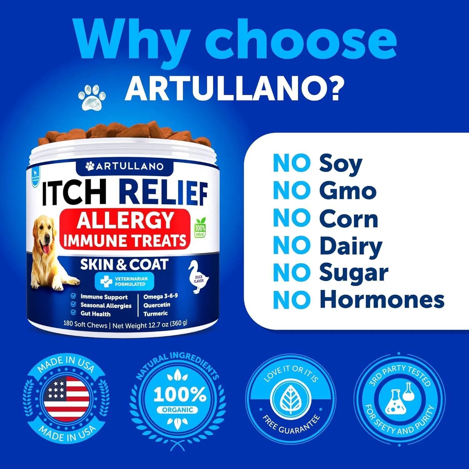 KFX-6909373 Dog Allergy Relief Chews with Fish Oil for Itching Skin, Seasonal Allergies, Immune Support, 180 Soft Treats
