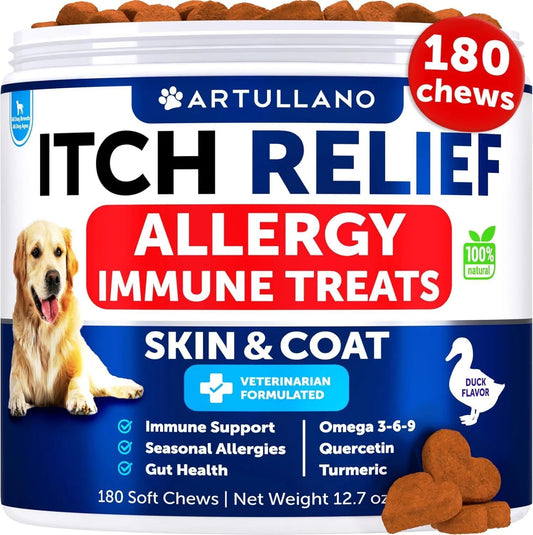 KFX-6909373 Dog Allergy Relief Chews with Fish Oil for Itching Skin, Seasonal Allergies, Immune Support, 180 Soft Treats