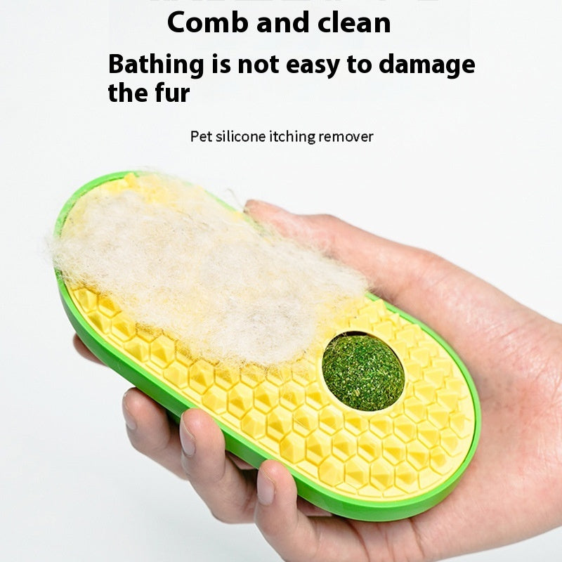 KFX-6909501 Cat Self-Service Scratching Toy - Durable ABS and TPE Material, Available in Yellow, Green, and Pink (14 x 6.5 cm)