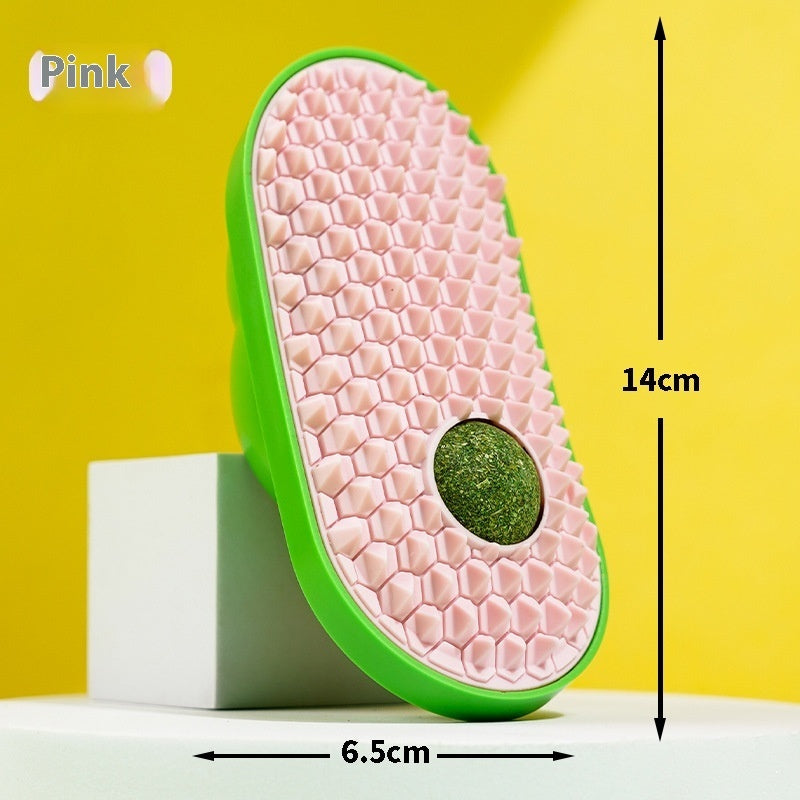 KFX-6909501 Cat Self-Service Scratching Toy - Durable ABS and TPE Material, Available in Yellow, Green, and Pink (14 x 6.5 cm)