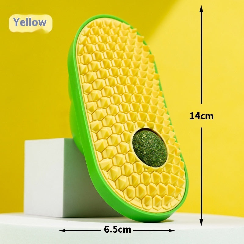 KFX-6909501 Cat Self-Service Scratching Toy - Durable ABS and TPE Material, Available in Yellow, Green, and Pink (14 x 6.5 cm)