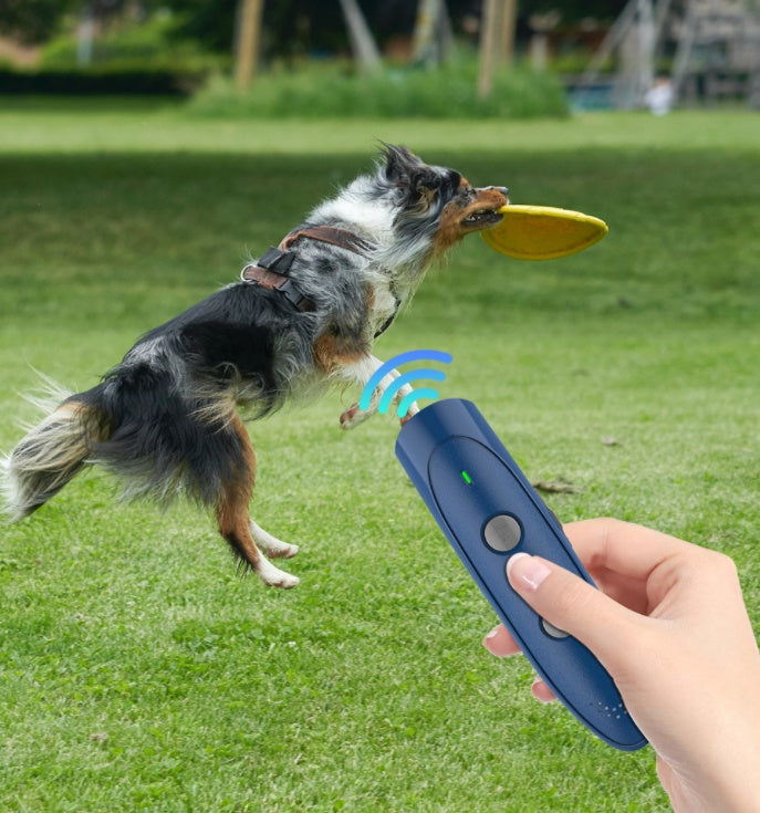 KFX-6912573 Ultrasonic Handheld Dog Bark Control Device - Rechargeable, Black/Sapphire Blue