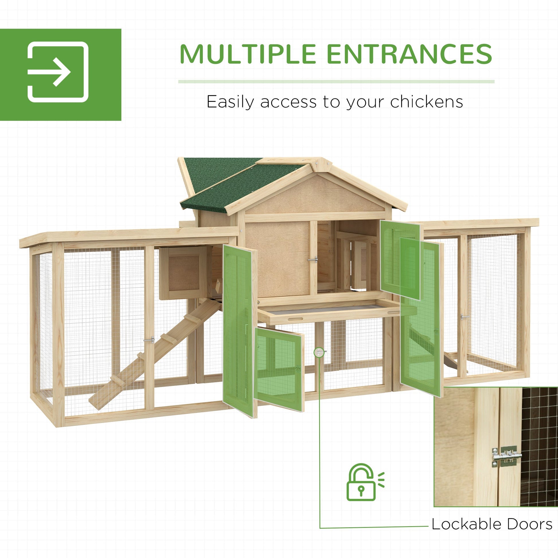 KFX-6912957 Deluxe 65" Outdoor Chicken Coop with Nesting Box and Removable Cleaning Tray