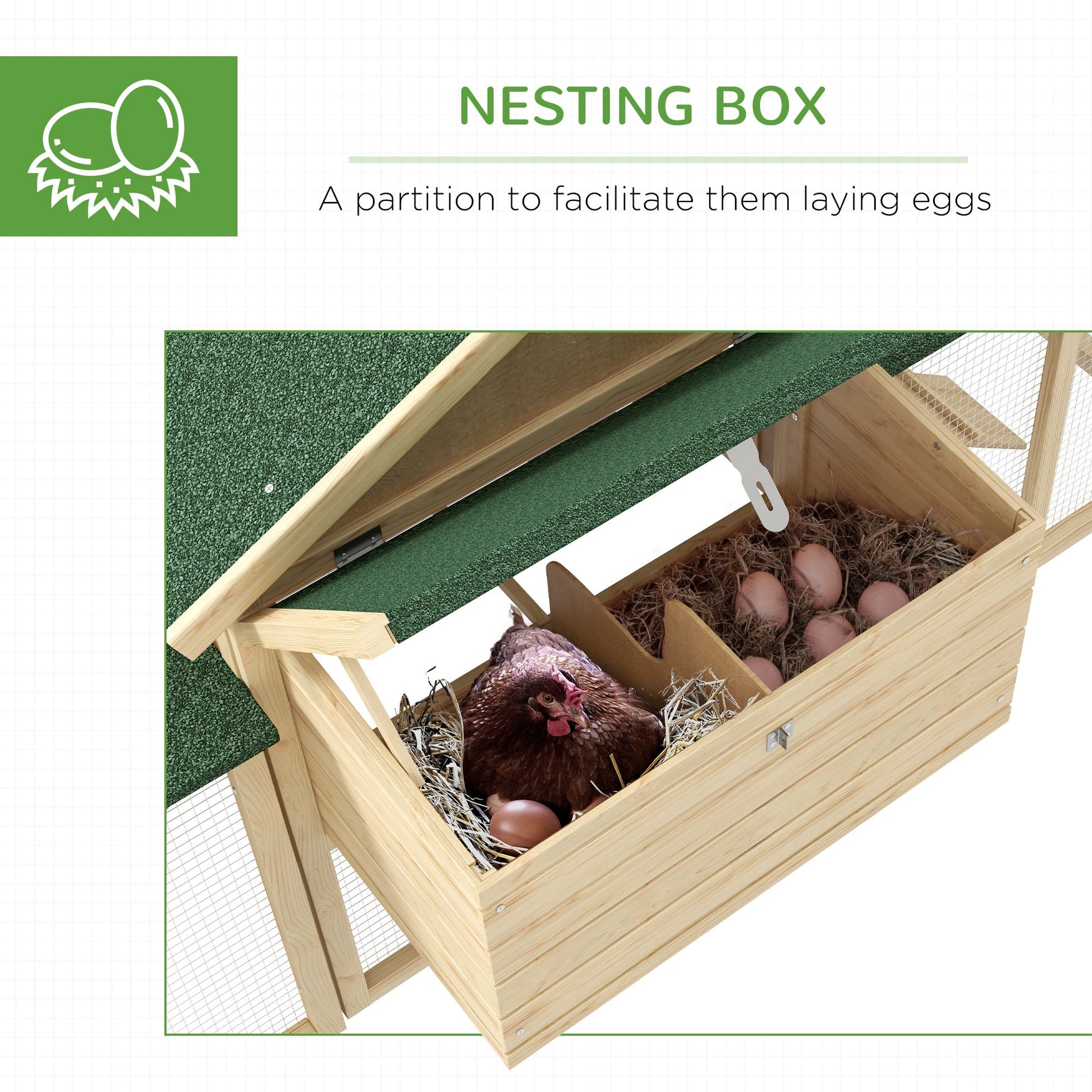 KFX-6912957 Deluxe 65" Outdoor Chicken Coop with Nesting Box and Removable Cleaning Tray
