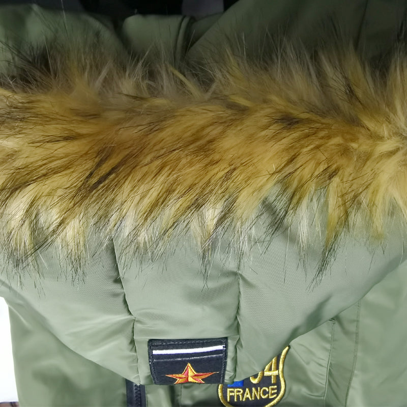 KFX-6913469 Thick Army Green Down Jacket for Large Dogs, Polar Fleece Lined, Autumn & Winter Wear