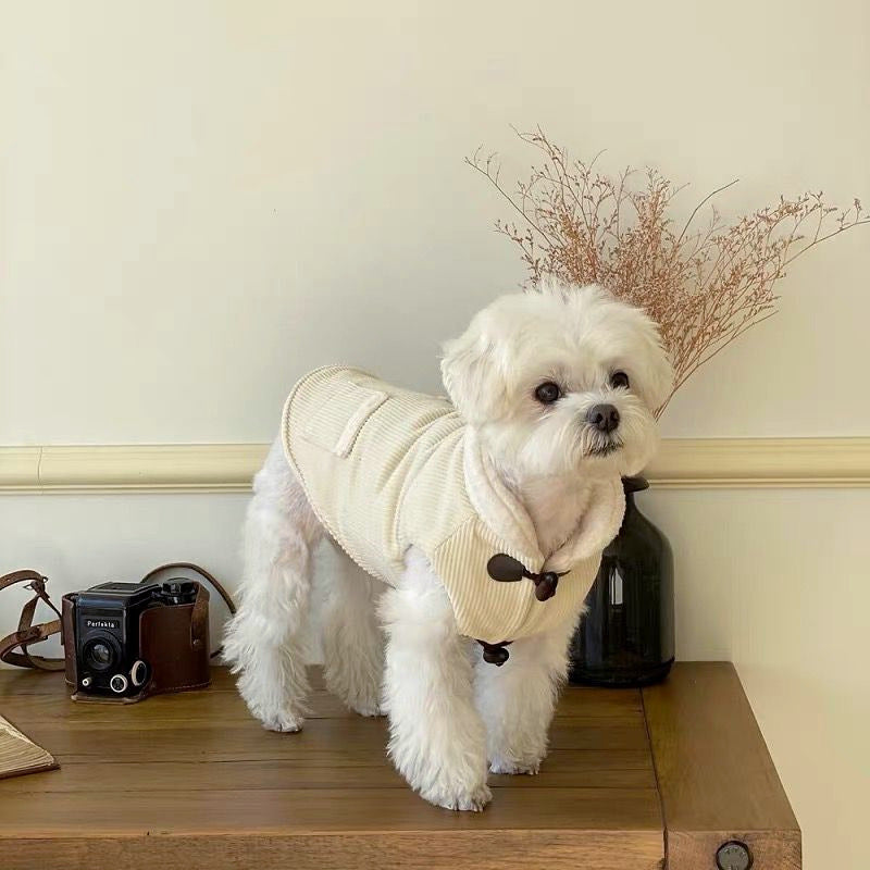 KFX-6913725 Thickened Cotton Pet Coat for Autumn and Winter - Available in Beige and Army Green, Multiple Sizes