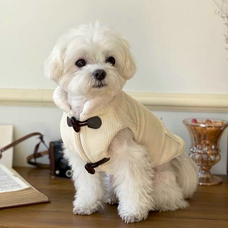 KFX-6913725 Thickened Cotton Pet Coat for Autumn and Winter - Available in Beige and Army Green, Multiple Sizes