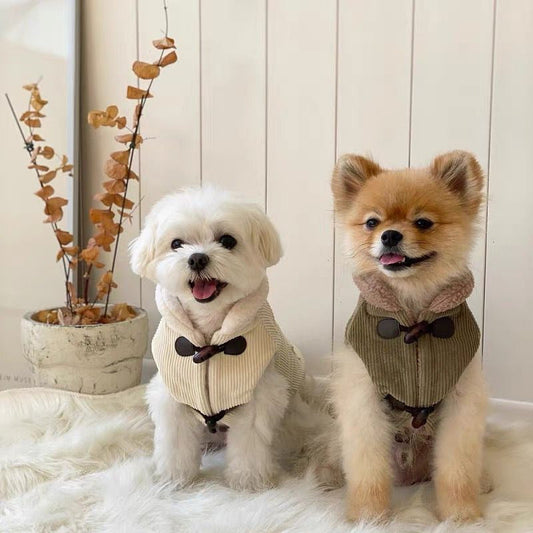 KFX-6913725 Thickened Cotton Pet Coat for Autumn and Winter - Available in Beige and Army Green, Multiple Sizes