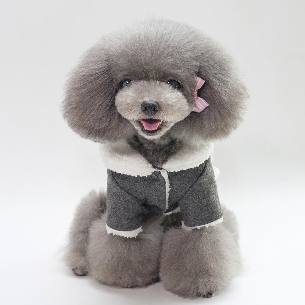 KFX-6914877 Personalized Winter Nordic Jackets for Pets - Dark Gray & Light Brown, Cotton Casual Style