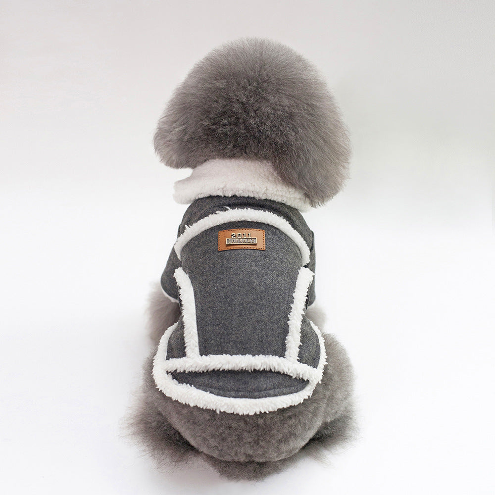 KFX-6914877 Personalized Winter Nordic Jackets for Pets - Dark Gray & Light Brown, Cotton Casual Style