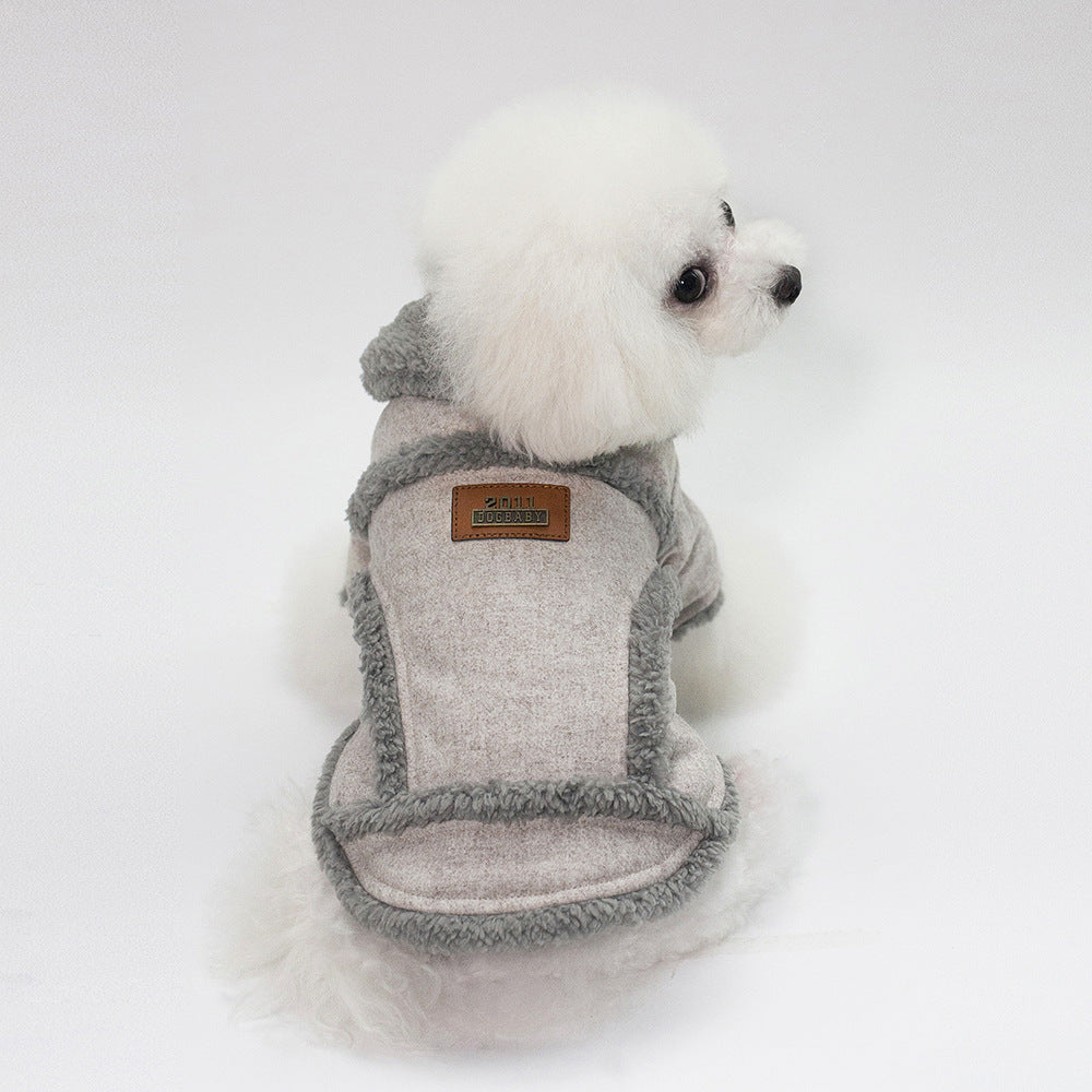 KFX-6914877 Personalized Winter Nordic Jackets for Pets - Dark Gray & Light Brown, Cotton Casual Style