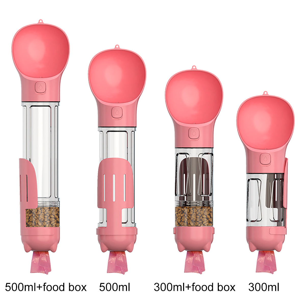 KFX-6915133 Multi-functional Pet Water Bottle with Poo Bag and Shovel - 300ml Capacity in Multiple Colors