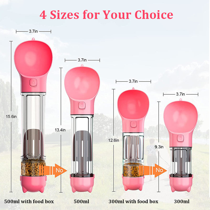 KFX-6915133 Multi-functional Pet Water Bottle with Poo Bag and Shovel - 300ml Capacity in Multiple Colors