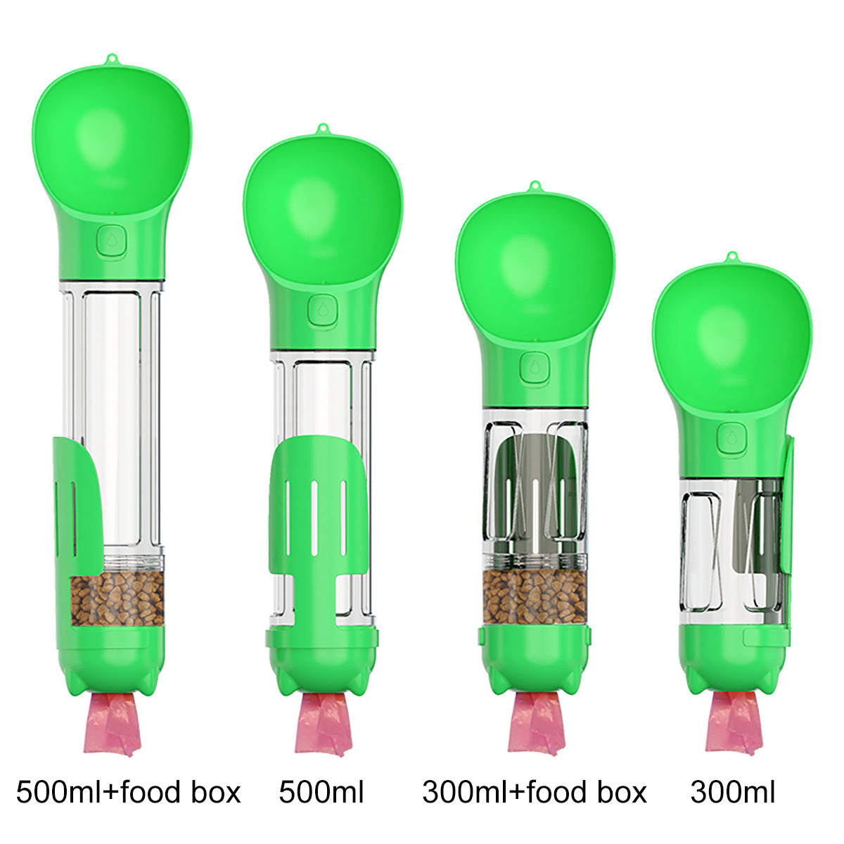 KFX-6915133 Multi-functional Pet Water Bottle with Poo Bag and Shovel - 300ml Capacity in Multiple Colors
