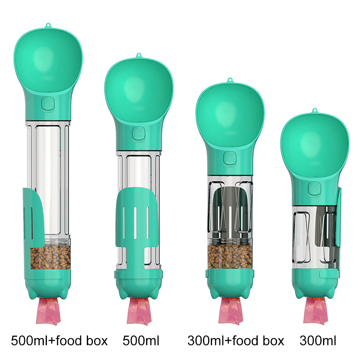 KFX-6915133 Multi-functional Pet Water Bottle with Poo Bag and Shovel - 300ml Capacity in Multiple Colors