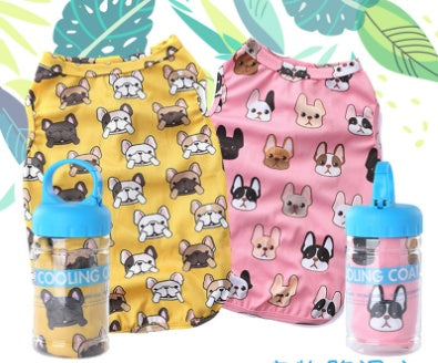 KFX-6915645 Cooling Vest for Small Dogs - Cute Pet Print T-Shirt in Yellow and Pink