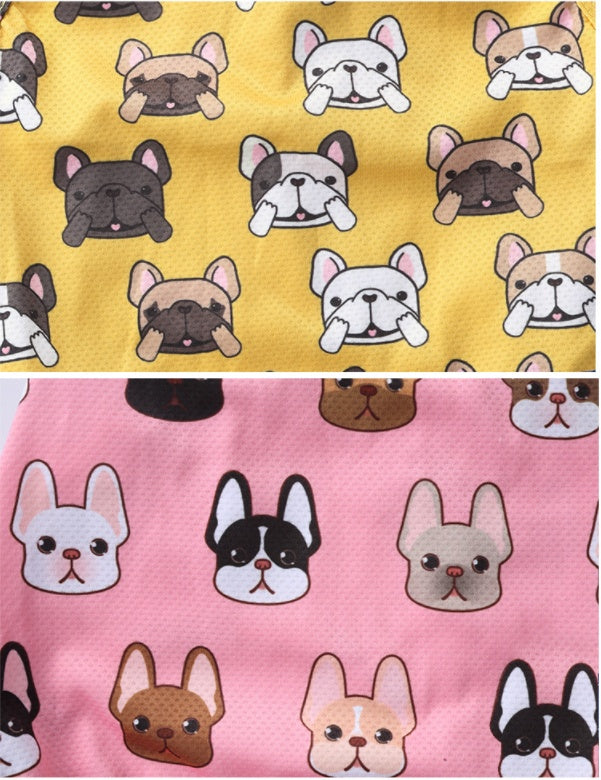 KFX-6915645 Cooling Vest for Small Dogs - Cute Pet Print T-Shirt in Yellow and Pink