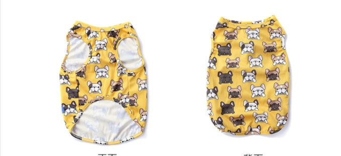 KFX-6915645 Cooling Vest for Small Dogs - Cute Pet Print T-Shirt in Yellow and Pink
