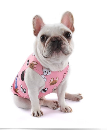 KFX-6915645 Cooling Vest for Small Dogs - Cute Pet Print T-Shirt in Yellow and Pink