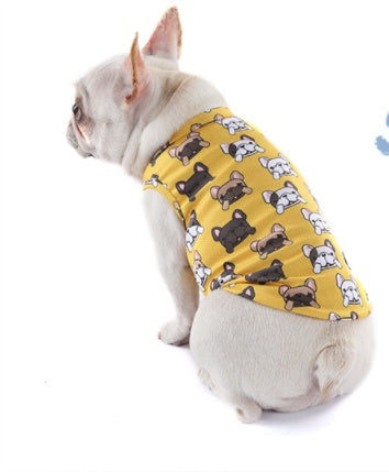 KFX-6915645 Cooling Vest for Small Dogs - Cute Pet Print T-Shirt in Yellow and Pink