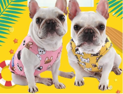 KFX-6915645 Cooling Vest for Small Dogs - Cute Pet Print T-Shirt in Yellow and Pink
