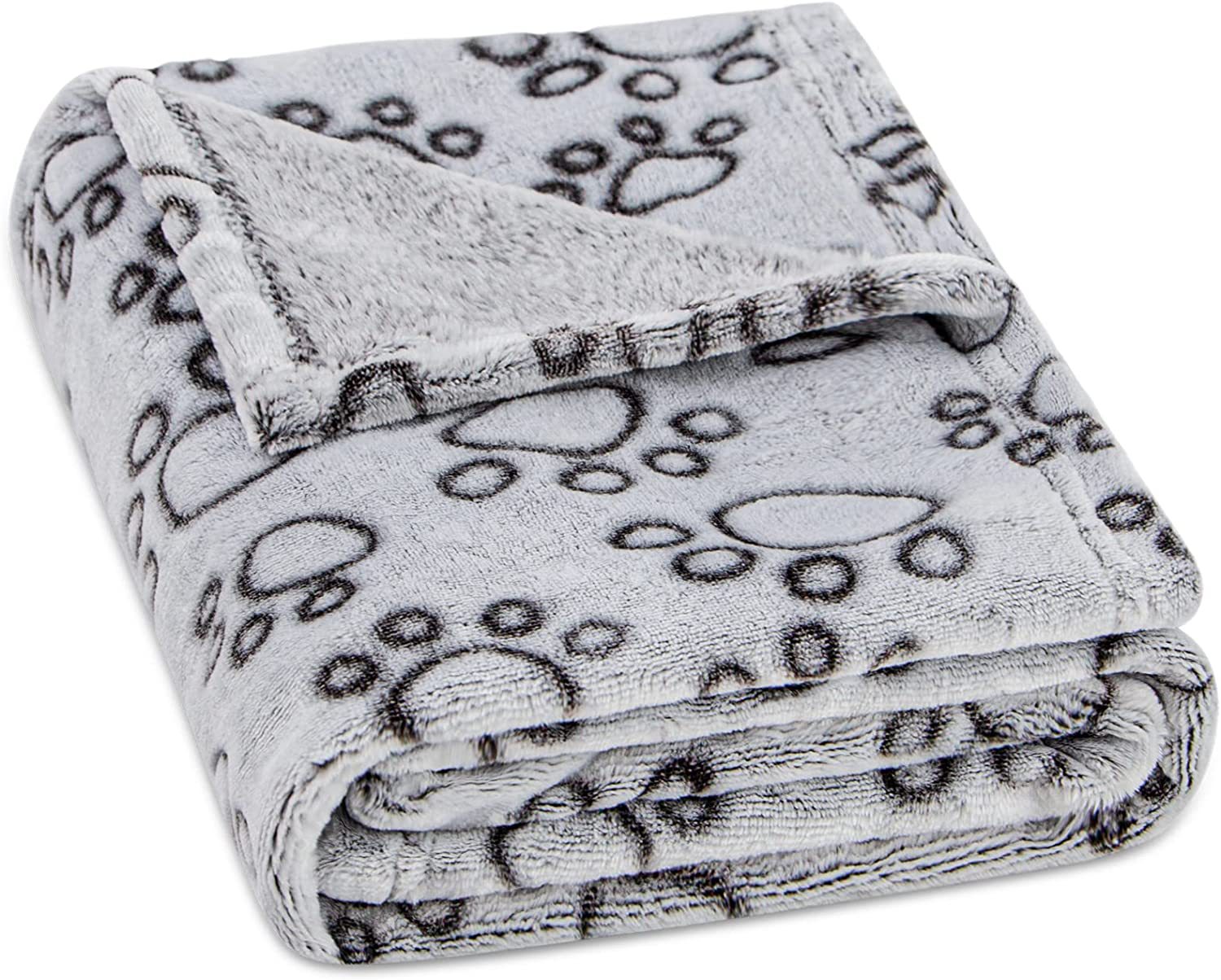 KFX-6915901 Cozy Flannel Pet Blanket with Gray Cut Flower Footprints