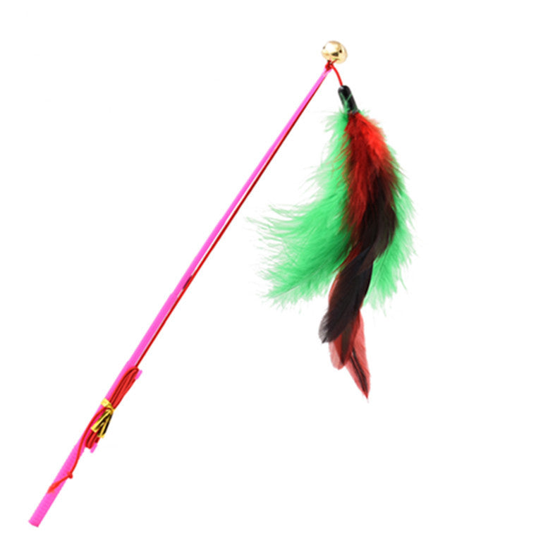 KFX-6919869 Colorful Feather Fishing Rod Cat Toy with Bell