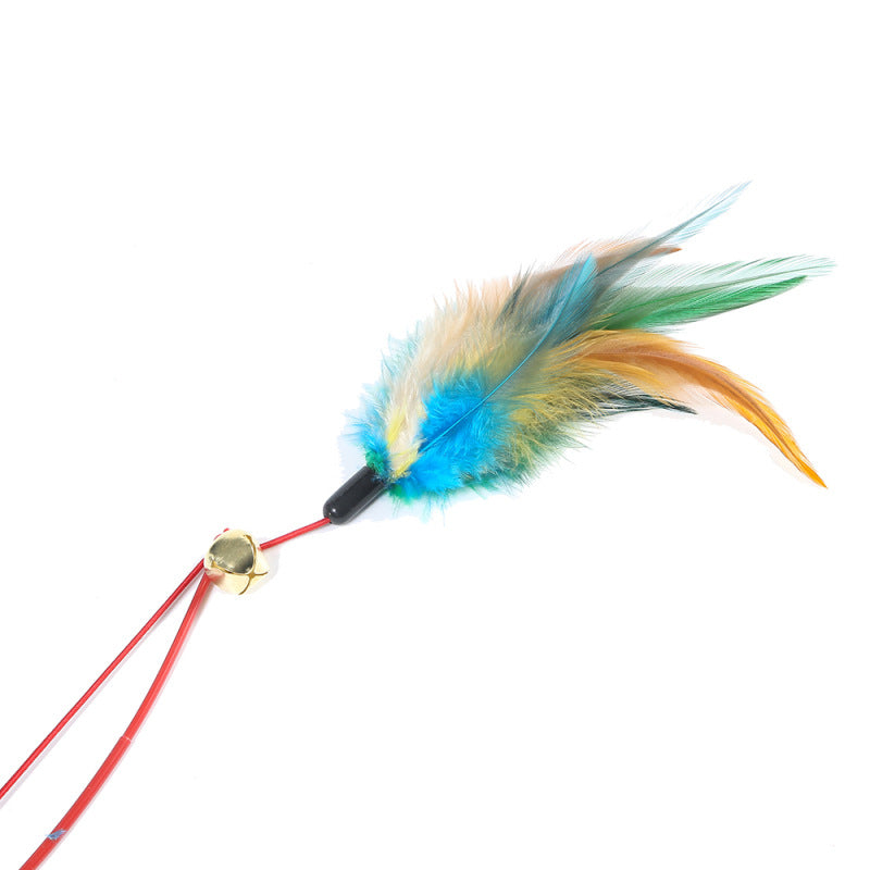 KFX-6919869 Colorful Feather Fishing Rod Cat Toy with Bell