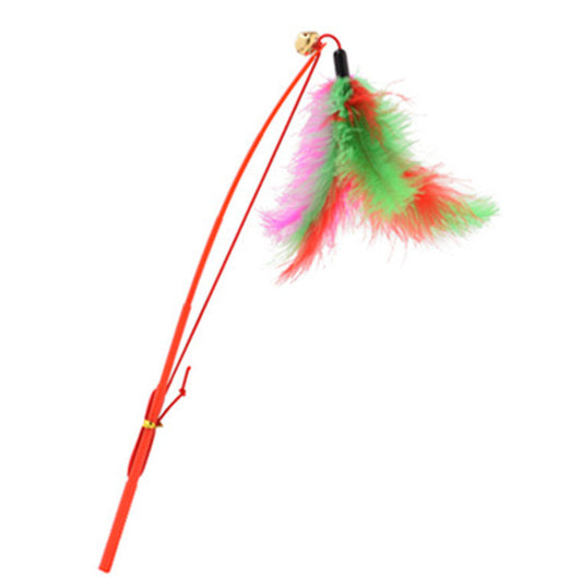 KFX-6919869 Colorful Feather Fishing Rod Cat Toy with Bell