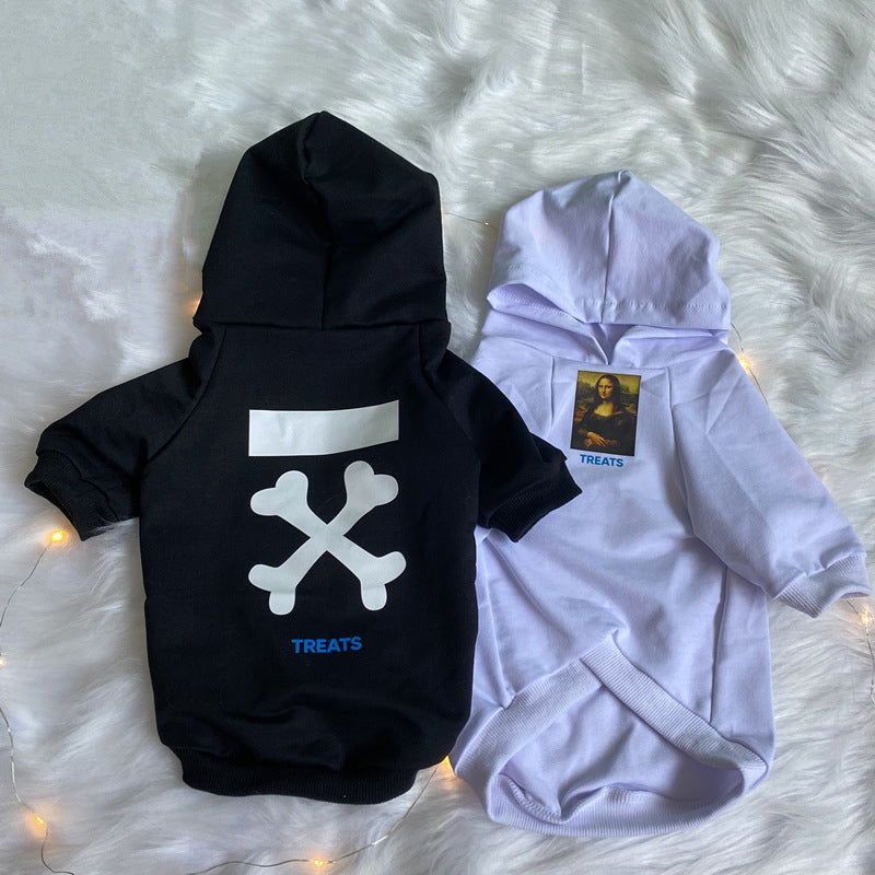 KFX-6920125 Cotton Pet Sweatshirt for Dogs and Cats in Black and White, Multiple Sizes Available