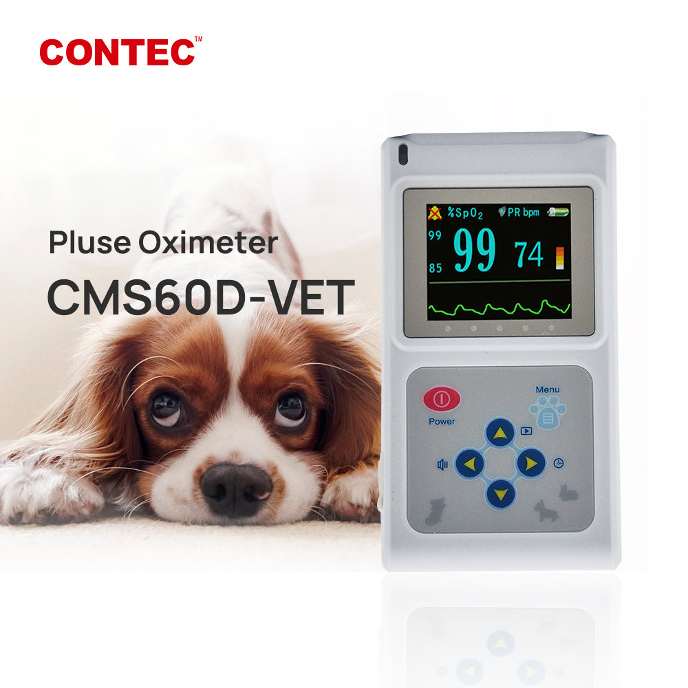 KFX-6920509 Veterinary Color Display Pulse Oximeter CMS60D-VET with Ear Lobe Sensor for Animal Health Monitoring