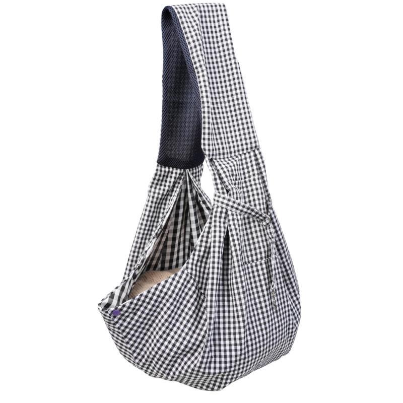 KFX-6921277 Foldable Portable Pet Backpack - Medium Soft Cotton Cat Carrier in Black and White or Red and Black Plaid