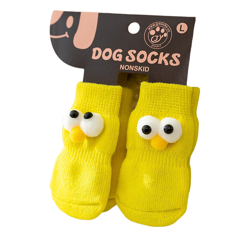 KFX-6921661 Adorable Anti-Slip Dog Socks with Cartoon Big Eyes for Comfort and Winter Protection
