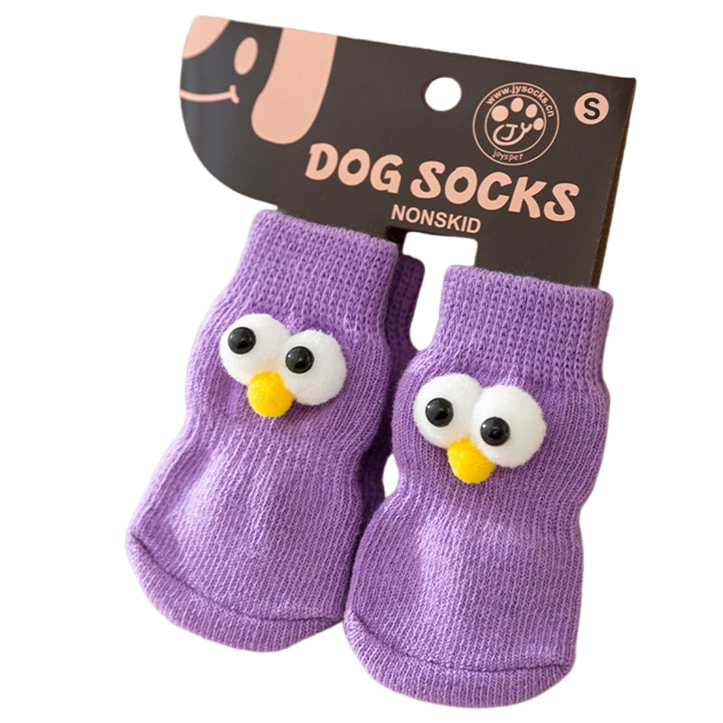 KFX-6921661 Adorable Anti-Slip Dog Socks with Cartoon Big Eyes for Comfort and Winter Protection