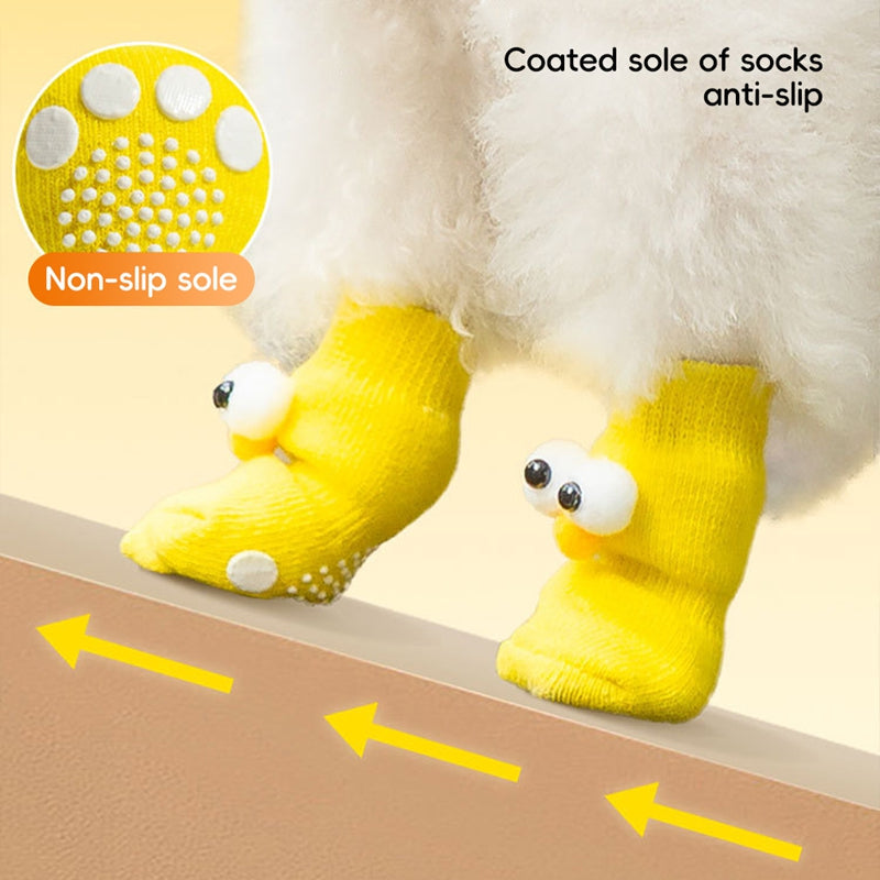 KFX-6921661 Adorable Anti-Slip Dog Socks with Cartoon Big Eyes for Comfort and Winter Protection