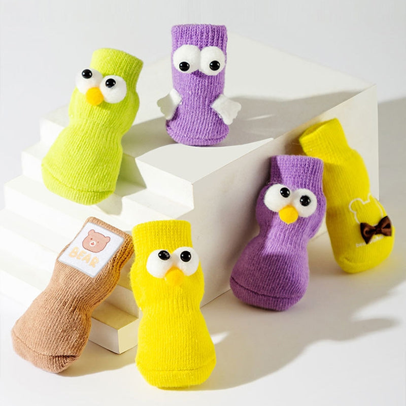 KFX-6921661 Adorable Anti-Slip Dog Socks with Cartoon Big Eyes for Comfort and Winter Protection