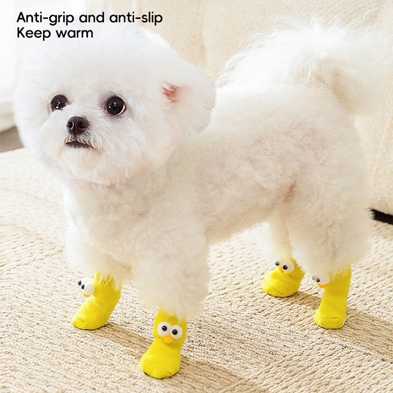 KFX-6921661 Adorable Anti-Slip Dog Socks with Cartoon Big Eyes for Comfort and Winter Protection