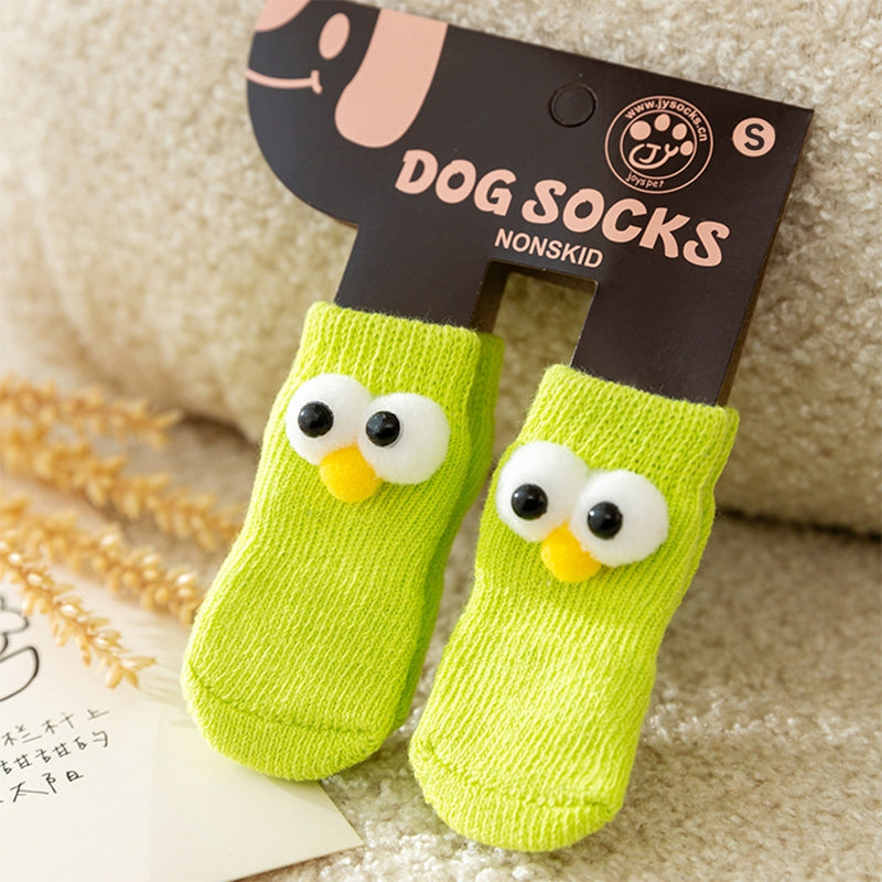 KFX-6921661 Adorable Anti-Slip Dog Socks with Cartoon Big Eyes for Comfort and Winter Protection