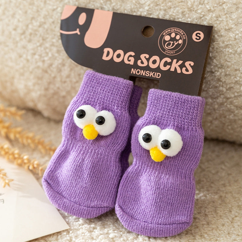 KFX-6921661 Adorable Anti-Slip Dog Socks with Cartoon Big Eyes for Comfort and Winter Protection