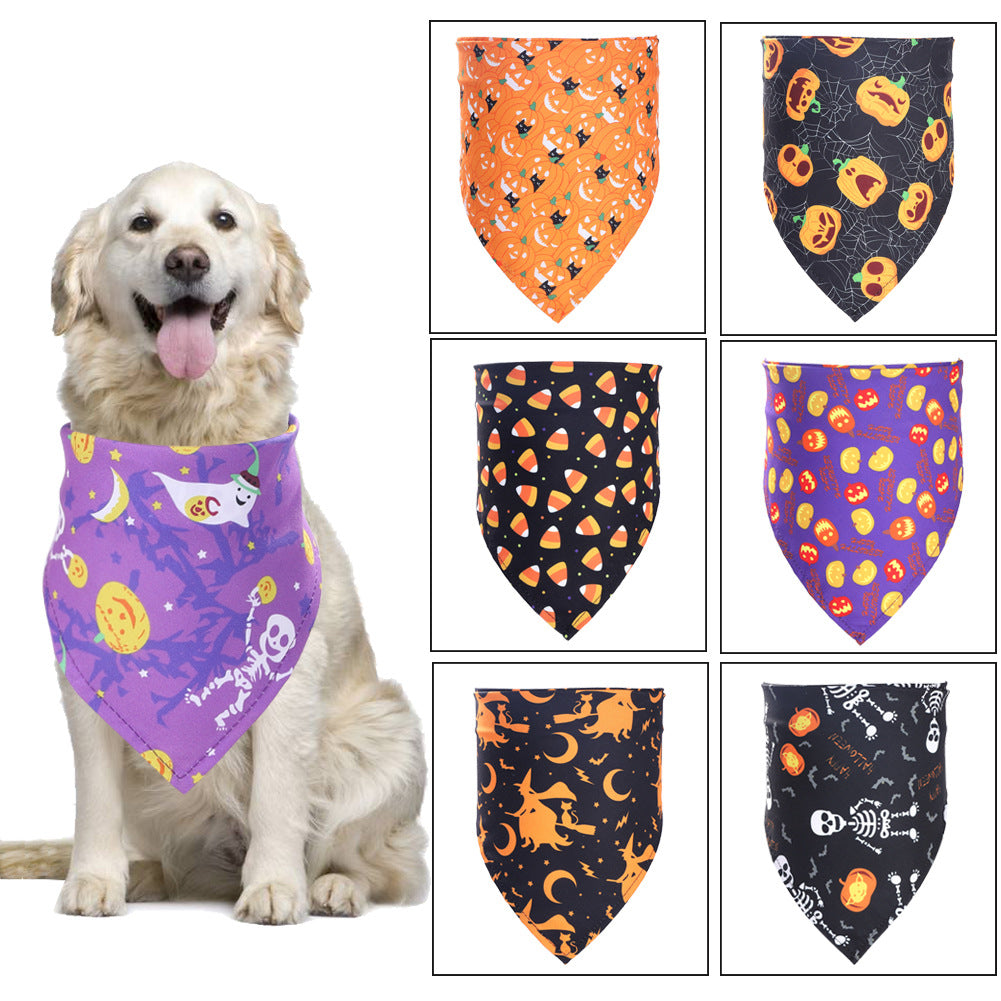 KFX-6922429 Halloween-Themed Decorative Towel for Pets - Polyester Scarf Size 20-46cm