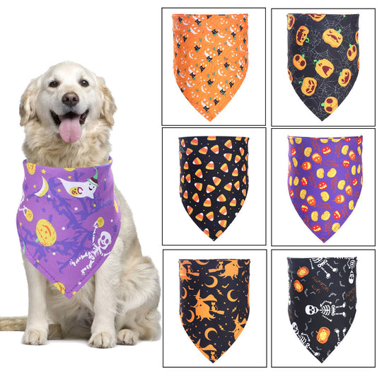 KFX-6922429 Halloween-Themed Decorative Towel for Pets - Polyester Scarf Size 20-46cm